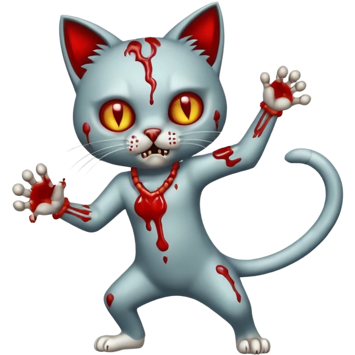 bloody zombie cat full body with action pose emoji