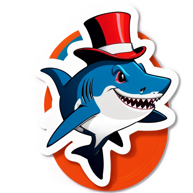Shark with a top hat emoji