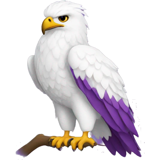 white hawk wearing a purple sweater emoji