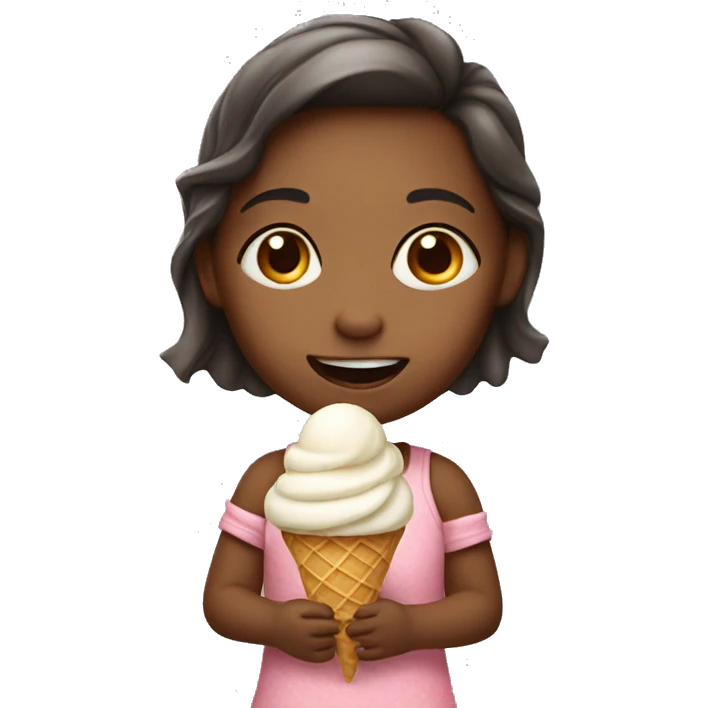 little girl with ice cream emoji