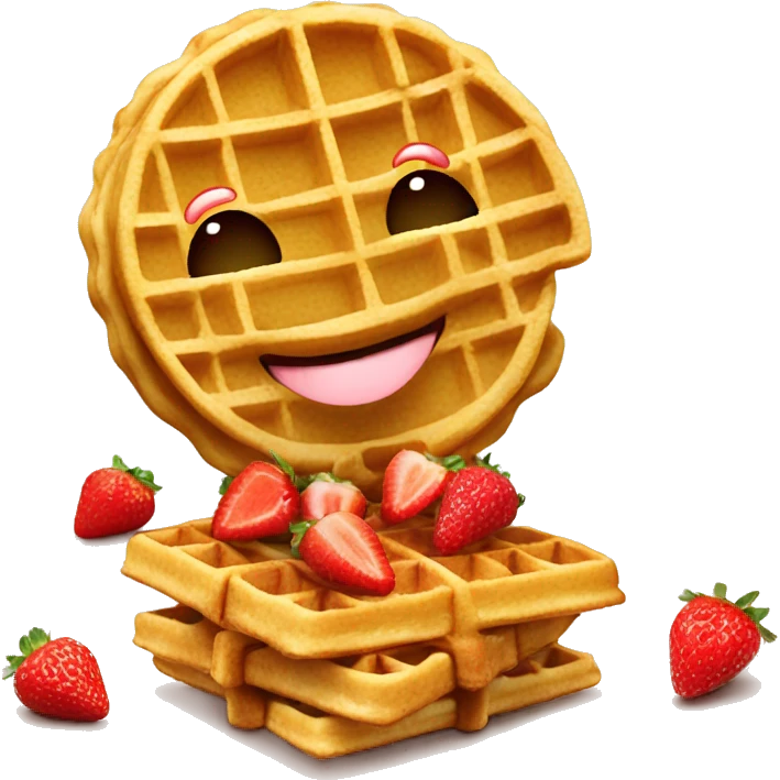 Waffles emoji with strawberries  emoji