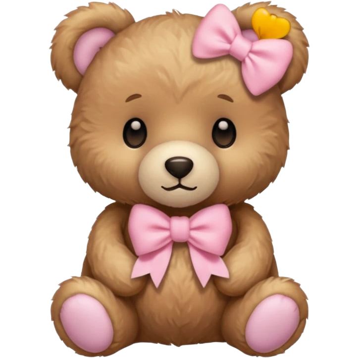 teddy bear with pastel pink bow emoji
