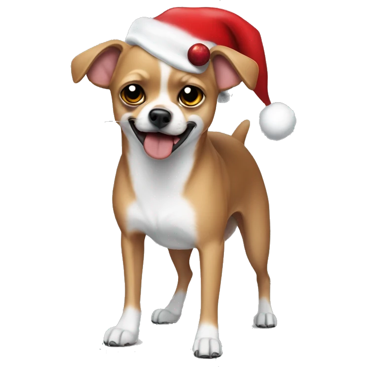 Jason from Friday the 13th wearing a Santa hat and holding a Chihuahua emoji
