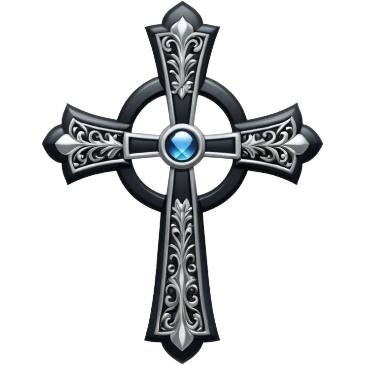 gothic cross ornate black and silver emoji