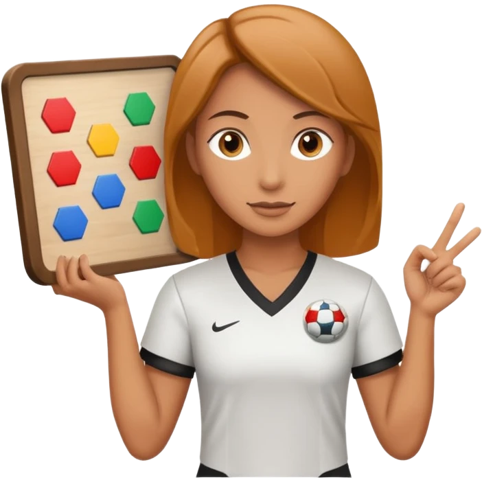 female soccer mentor with a strategy board emoji