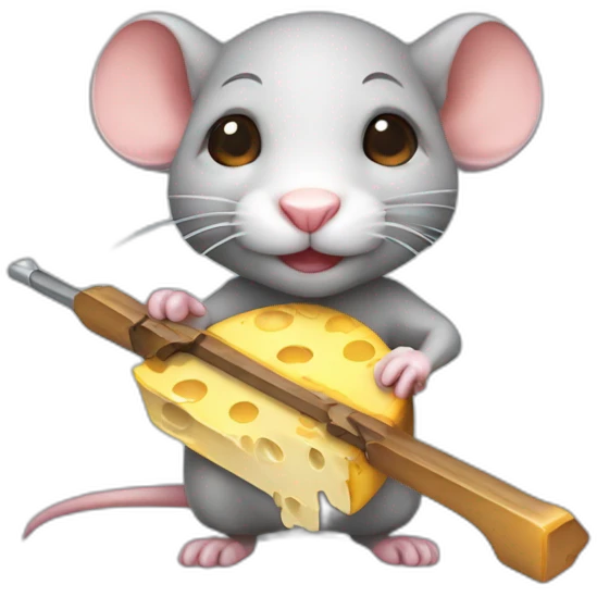 cute chibi rat with cheese and crossbow emoji