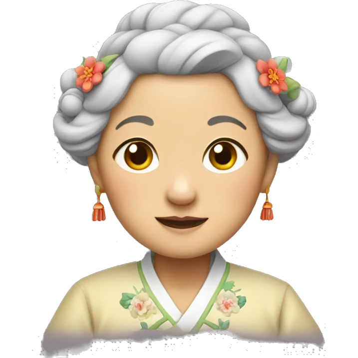 old chinese woman in traditional dress emoji