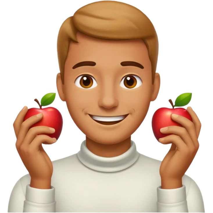 Apple emoji man smiling with hands on his neck emoji