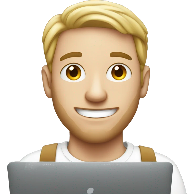 white man illustrator with macbook emoji