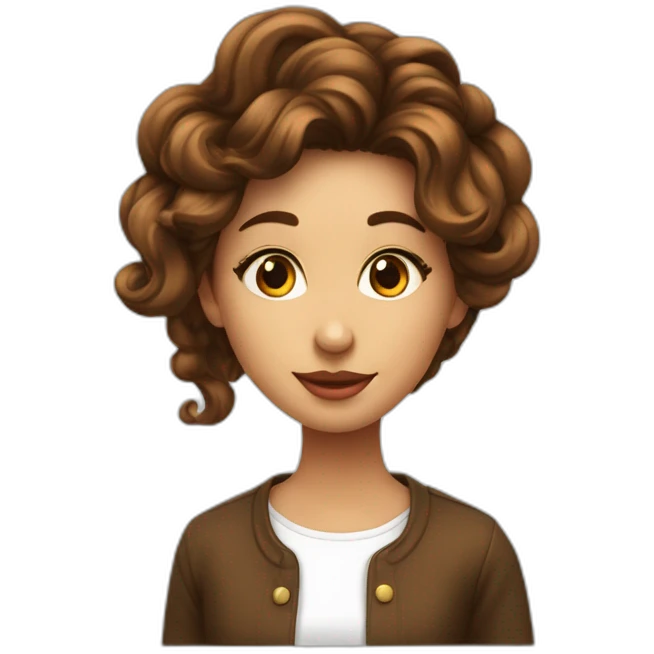 fille long cheuveux marron onduleé vétement cool emoji