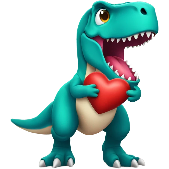 A t-Rex holding a heart  emoji