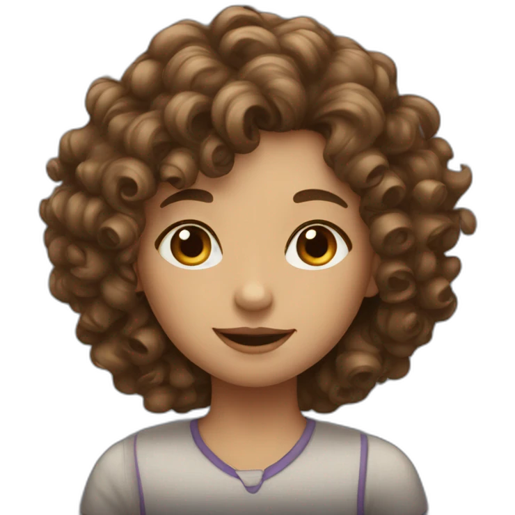 a girl named house with curly long dark brown hair emoji