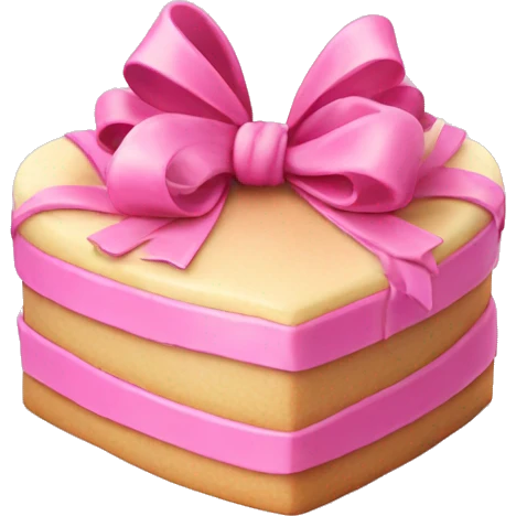 Heart shaped birthday cake with a huge pink bow emoji