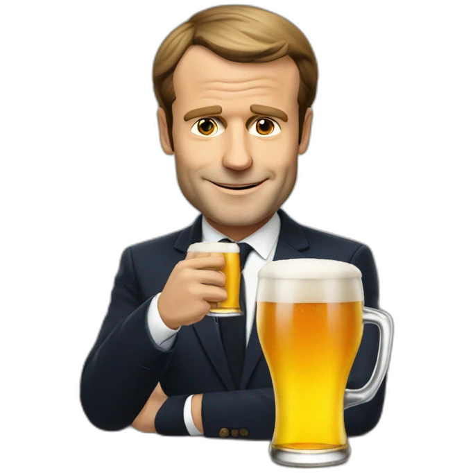 Macron qui bois une biere emoji