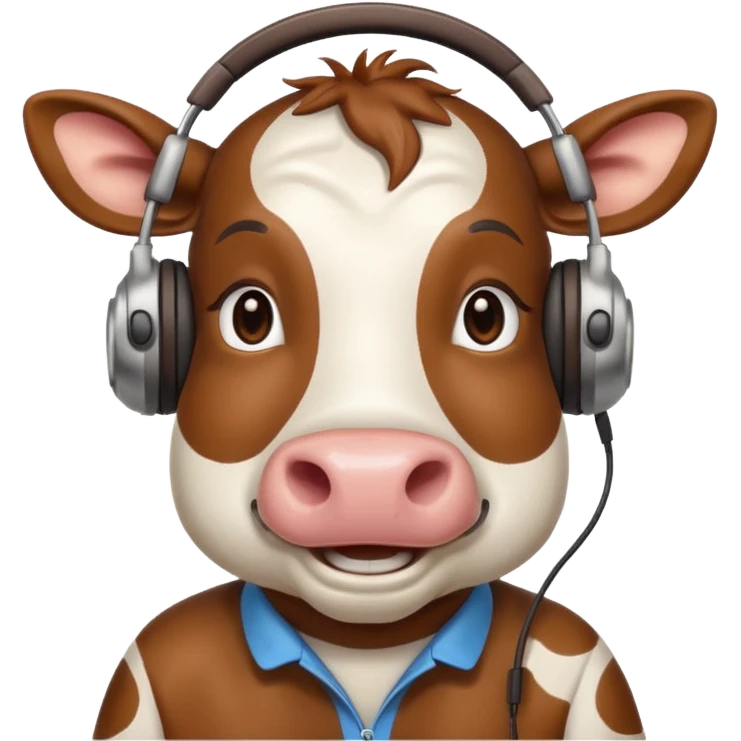 smiling cow wearing headphones emoji