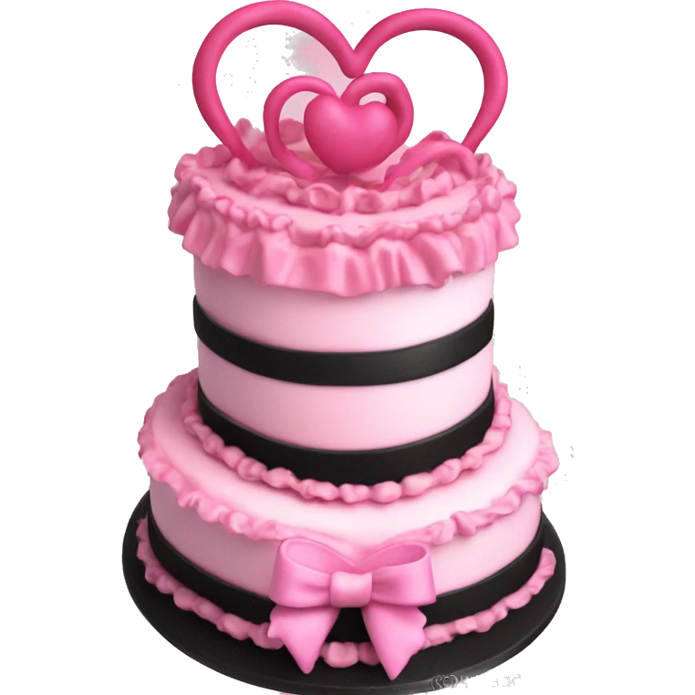 Birthday cake heart ruffles pink coquette black pink emoji