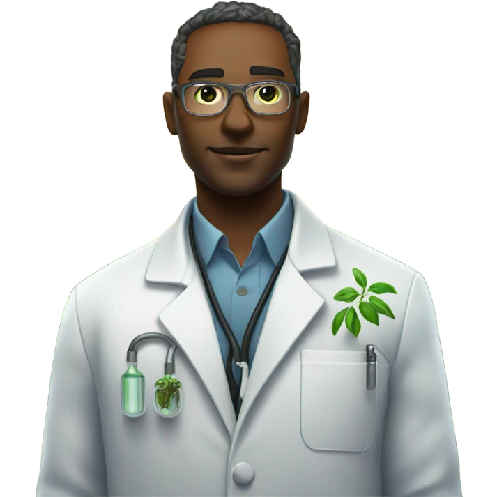 biotech engineer, plants, cyberpunk scientist, lab coat emoji