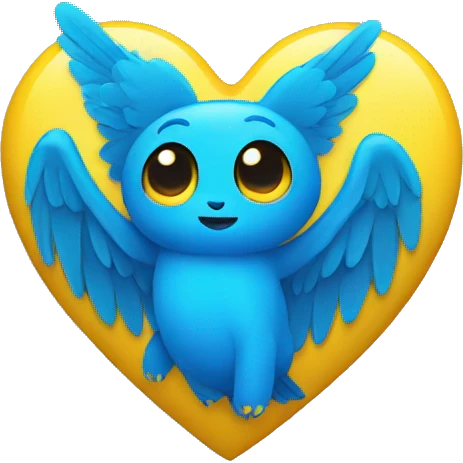 yellow heart with blue wings emoji