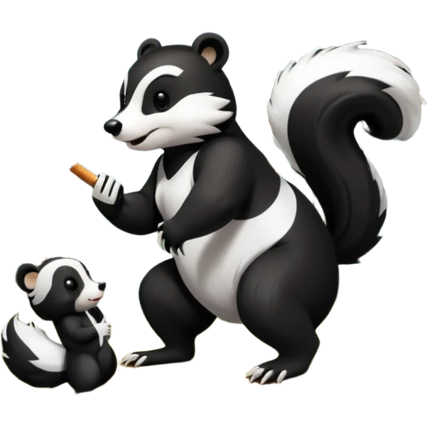 skunk smoking a cigarette chasing a bear emoji