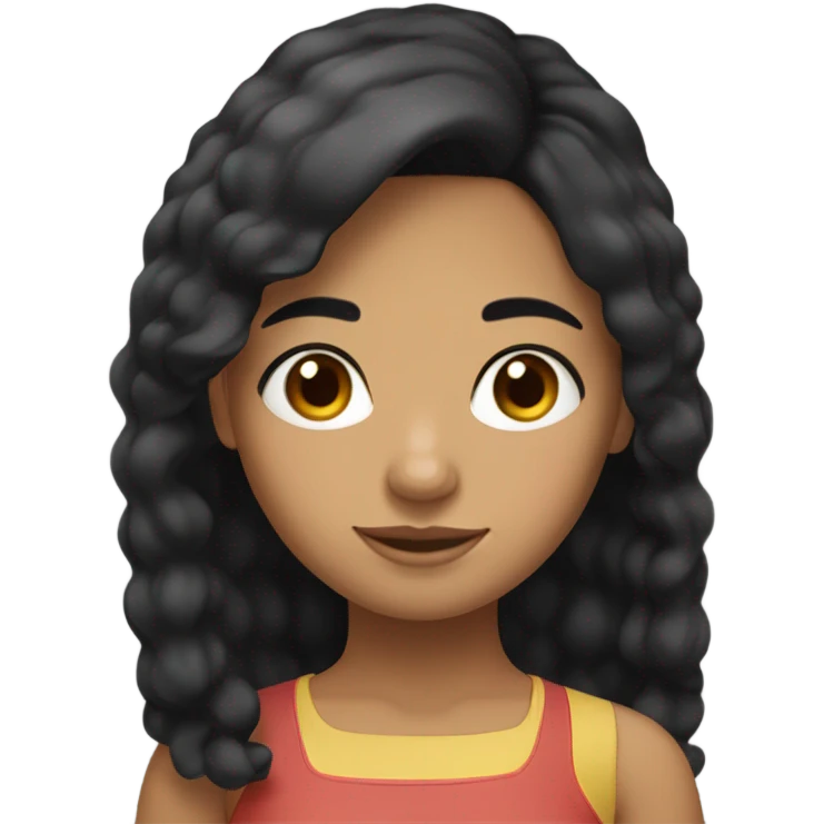 Venezuelan girl with black hair, half curly and half straight emoji