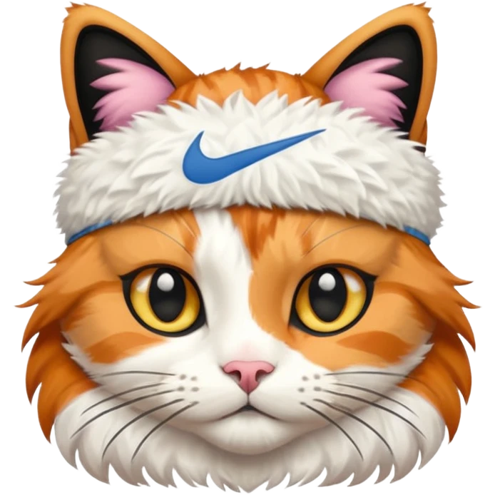 Calico cat with a Nike headband emoji
