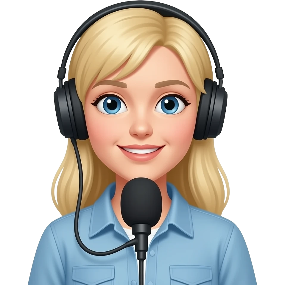 quiero una chica blanca rubia​ que sea una locutora emoji