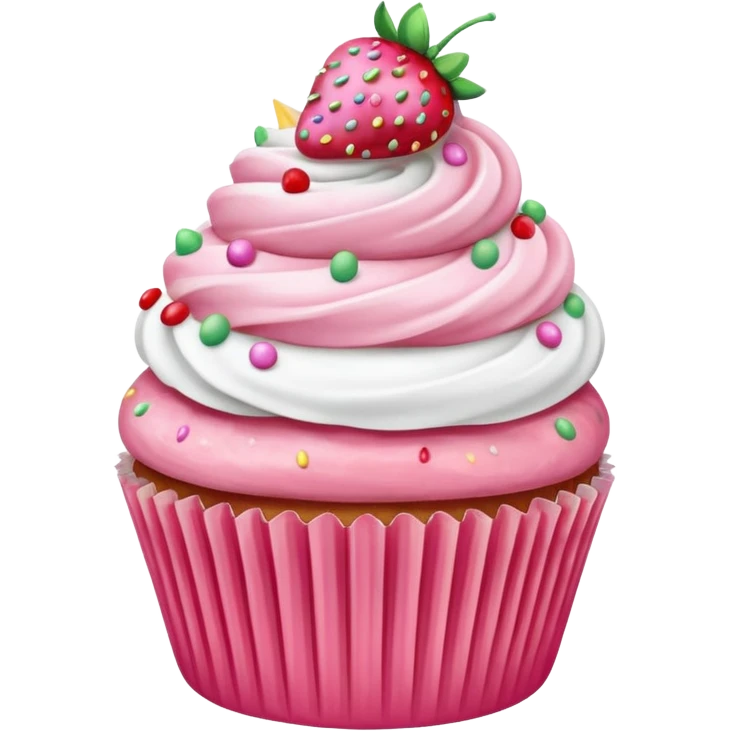 Strawberry funfetti cupcake emoji