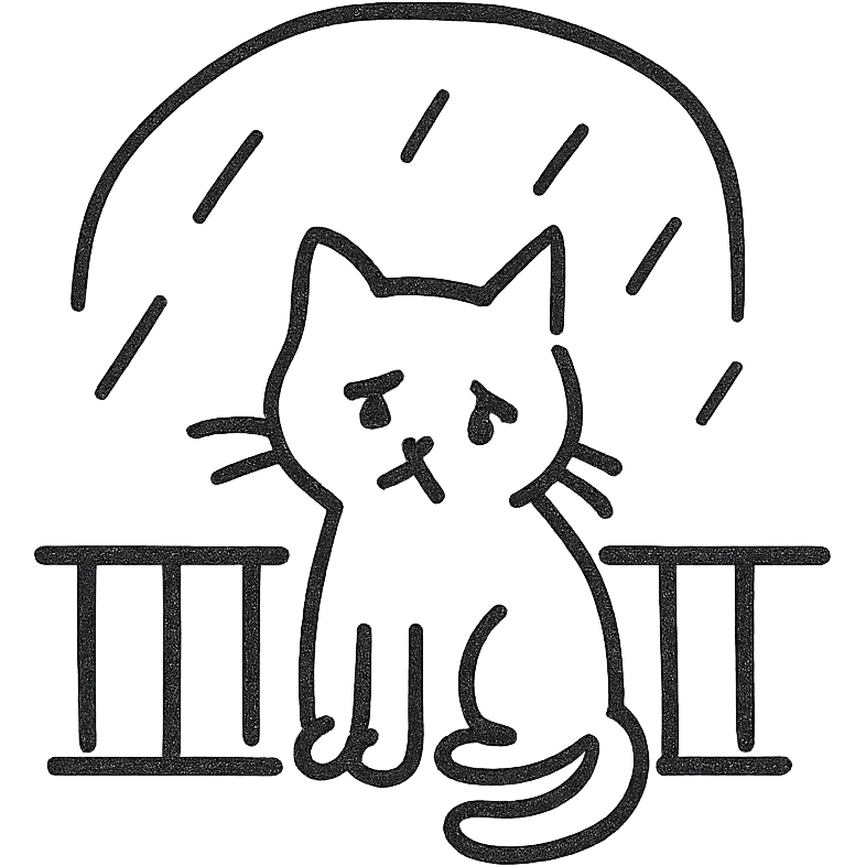 sad cat waiting for owner outside on balcony during rain emoji