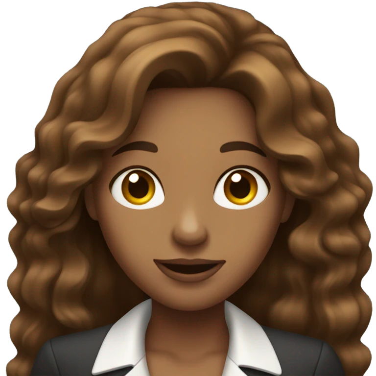business woman with long wavy brown hair on the iphone emoji