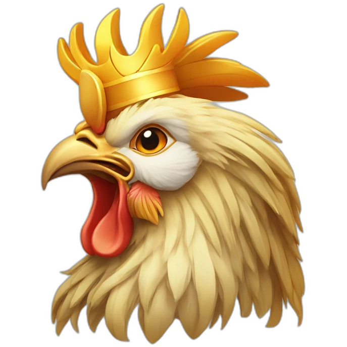 proud and howling golden phoenix rooster with a crown on its head emoji