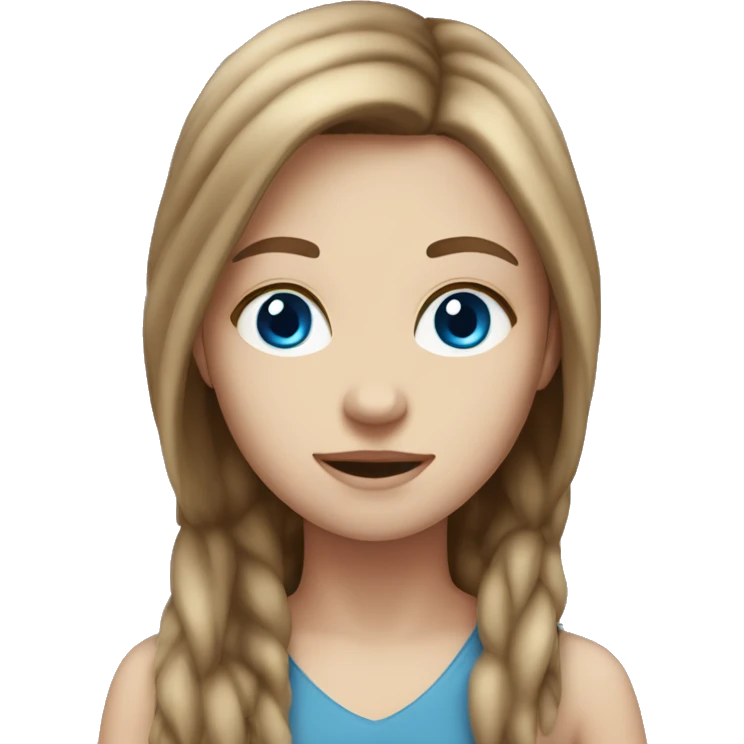 White girl with long brown hair and Blue eyes  emoji