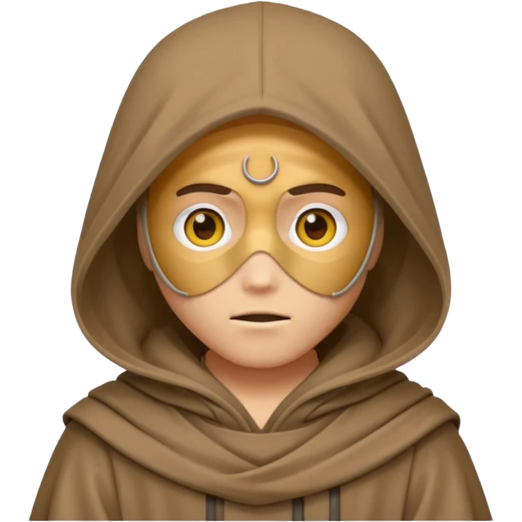 Jedi wearing hood emoji eyes covered emoji