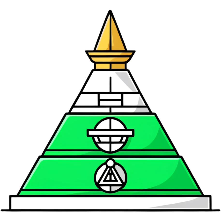 Minimalist Maya pyramid and ritual knife symbols, white and deep green only, flat design with clean lines emoji