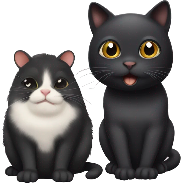 Black cat and hamster emoji