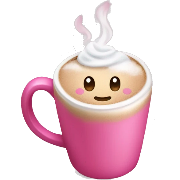 A pink coffee cup with hot coco in it emoji