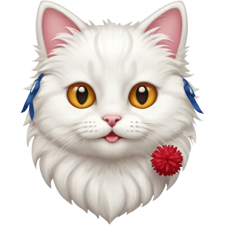 cheerleading white cat with pom pom emoji