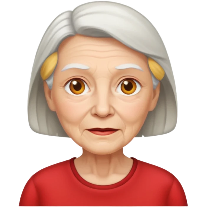 elderly woman with red shirt emoji