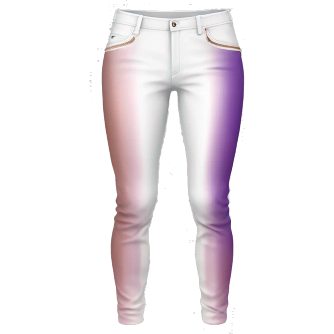 Realistic isolated pair white leather pants with rose gold to purple ombre vertical line pattern on them. emoji