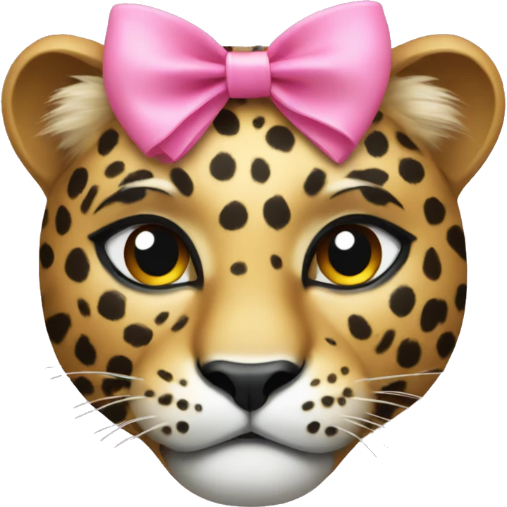 A leopard with a pink bow emoji