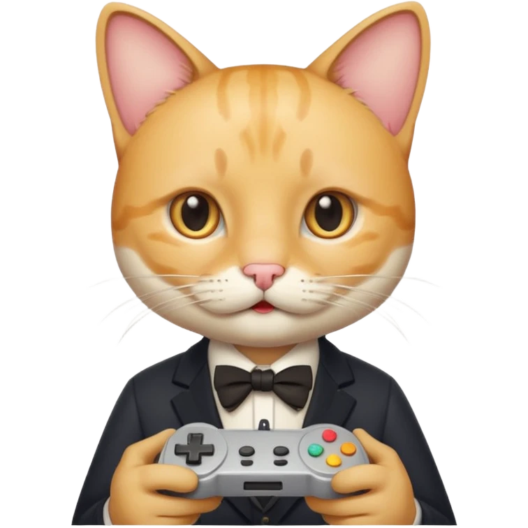 신사콧수염을 단 치즈고양이가 게임기를 들고있다 emoji