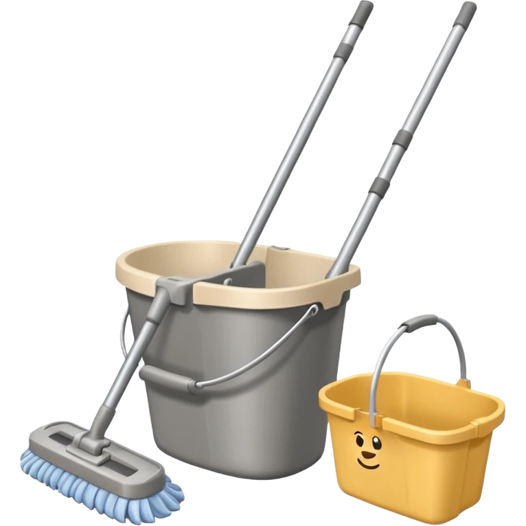 Hoover mop and beige bucket emoji