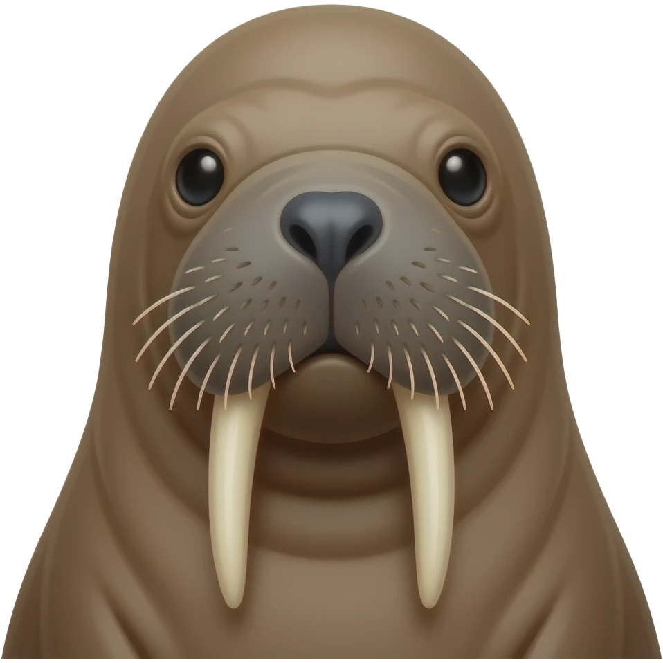 walrus, portrait, front face + neck, realistic emoji