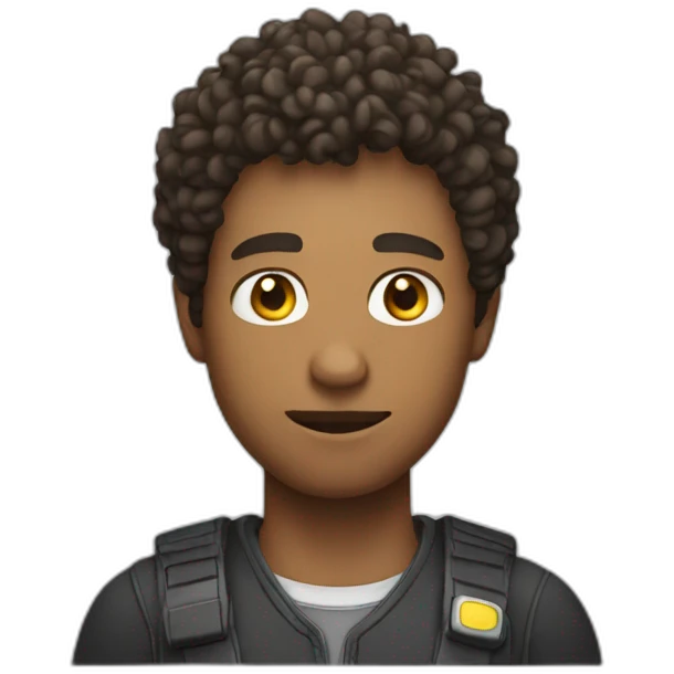 man with short curly hair playing a video game emoji
