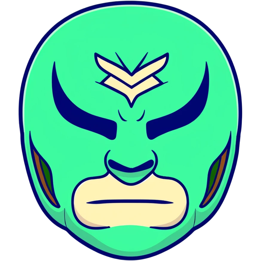 forest green, cream, and Carolina blue luchador mask emoji