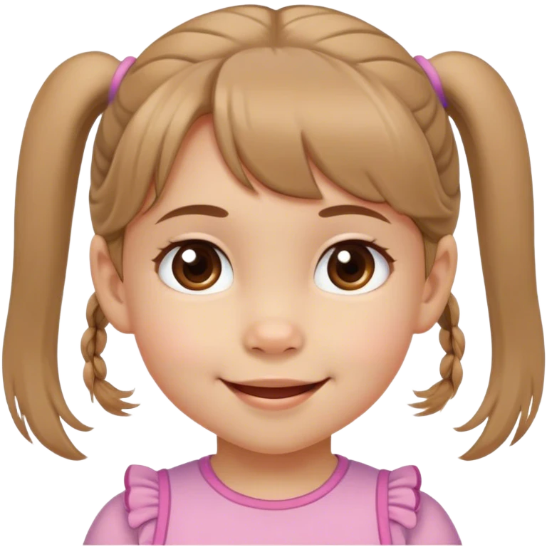Smiling Brown eyed two year old with light brown side bangs and pigtails emoji