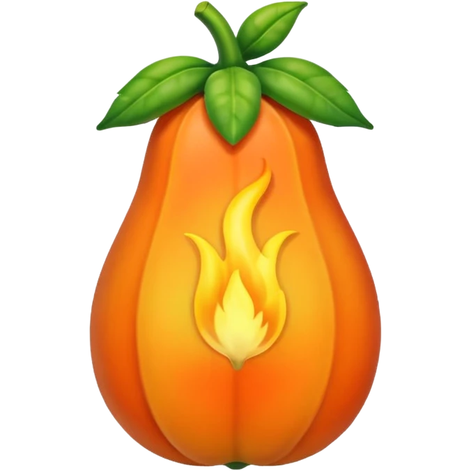Starting from the current papaya emojis, use the second one as baseline. Modify the emoji slightly to make use of a flamlet to approximate the shape and color of the papaya emoji