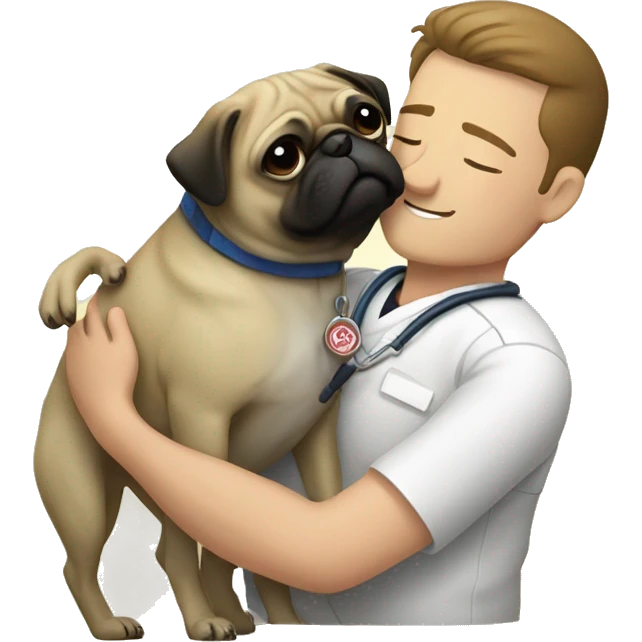 vet hugging a pug emoji