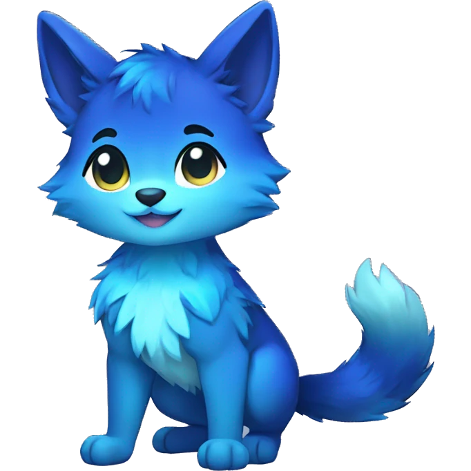 shiny, colorful, blue, gradient, Kemono-style, Chibi, Anthro-Fur-Sona-Fakémon, Full Body emoji