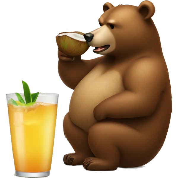 bear sipping juice out of a coconut emoji