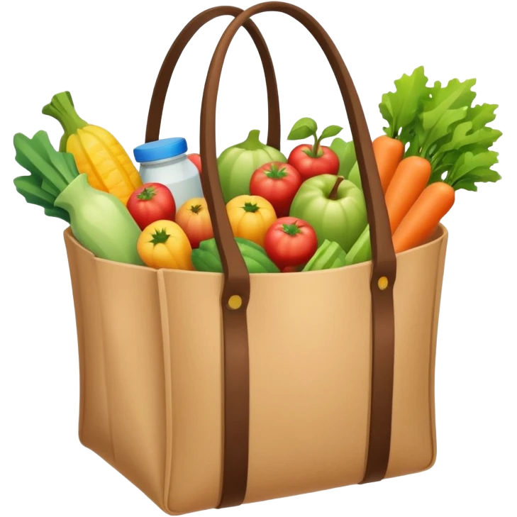 cartoon market bag. top view emoji